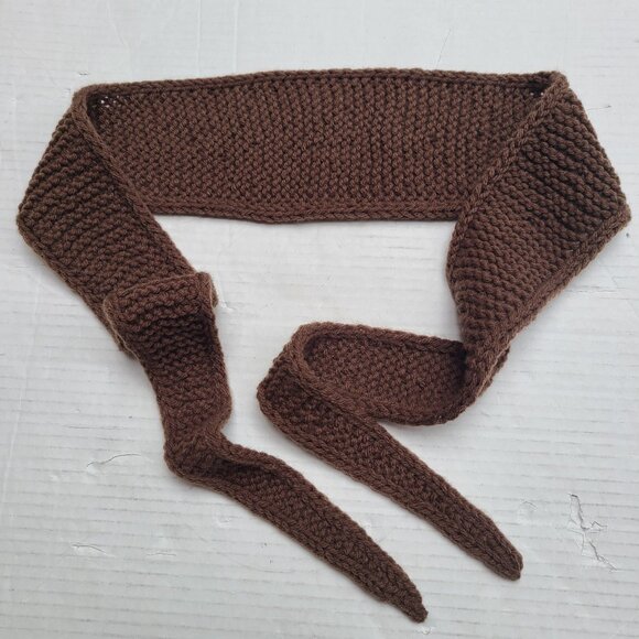 Sophie scarf, Neck scarf, small scarf Dark Brown scarf Knitted Handmade Scarf - Picture 5 of 12
